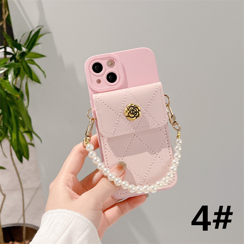 手帳型スマホケース 落下防止チェーン カード入れ付き