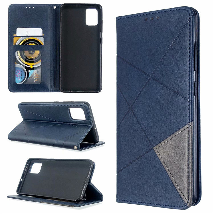 手帳型スマホケース 幾何学模様切替デザイン収納付き手帳型ケース