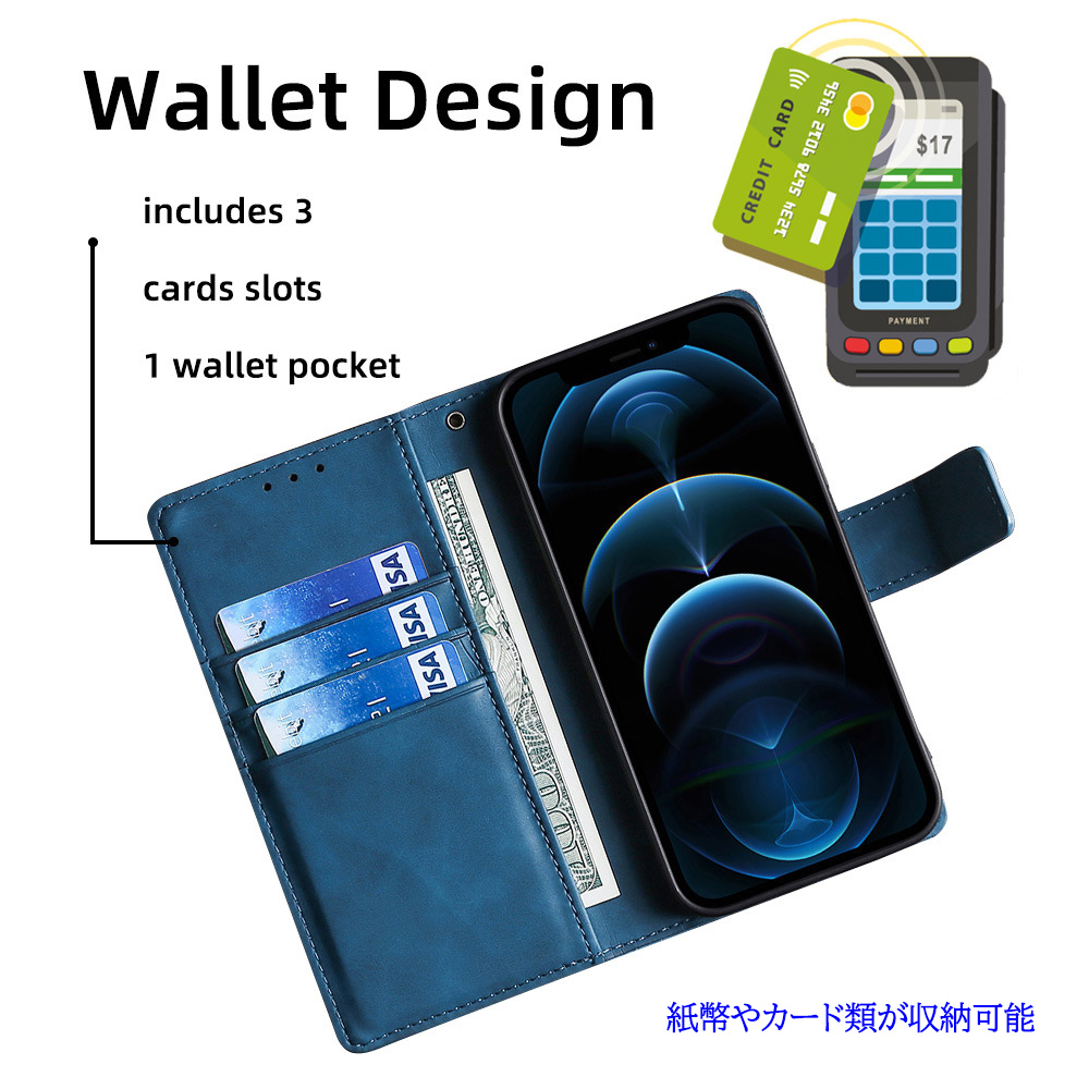 手帳型スマホケース iPhone11/12/13 クロコ調の高級レザー耐衝撃保護カバー