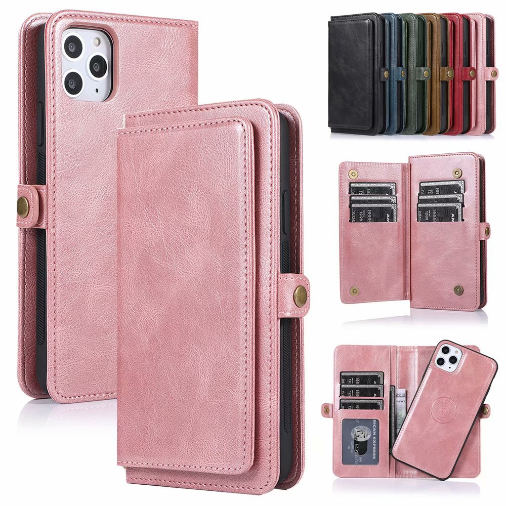 手帳型スマホケース 本革風多機能カード収納手帳型ケース
