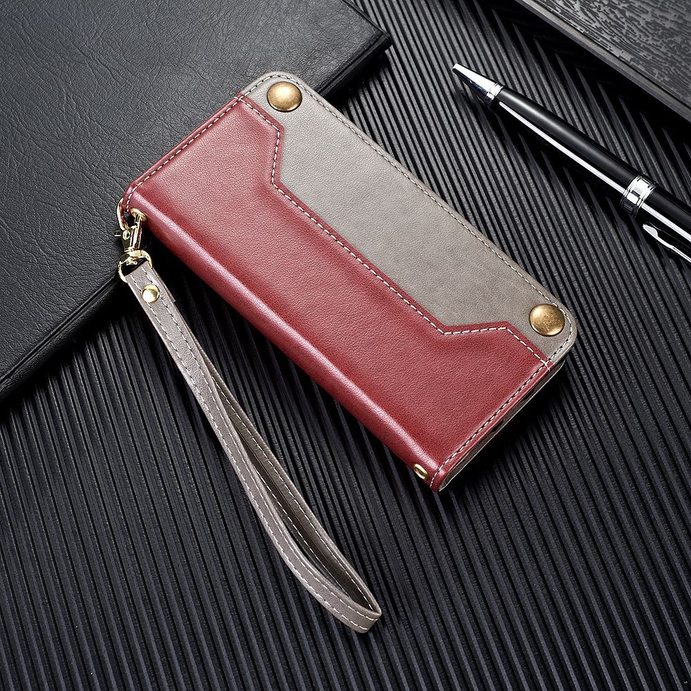 手帳型スマホケース 本革風カード収納付きiPhoneケース