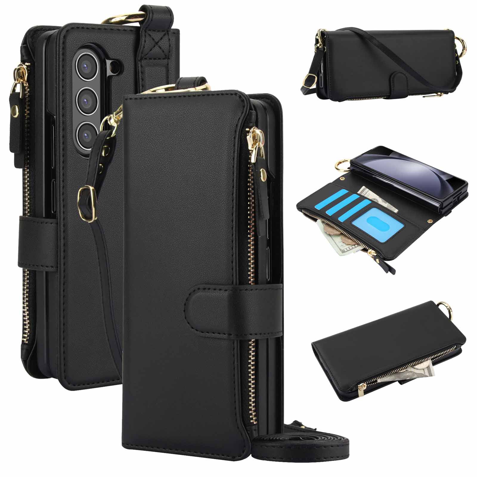 手帳型スマホケース 財布一体型ショルダーストラップ付き手帳型スマホケース
