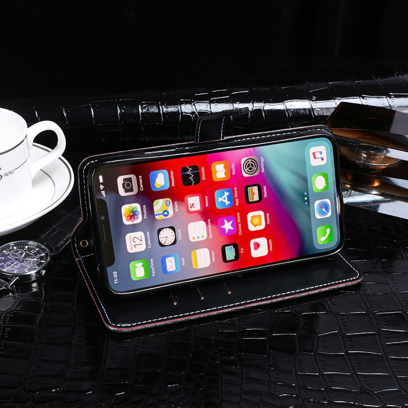 手帳型スマホケース クロコダイル調レザーiPhoneカバー