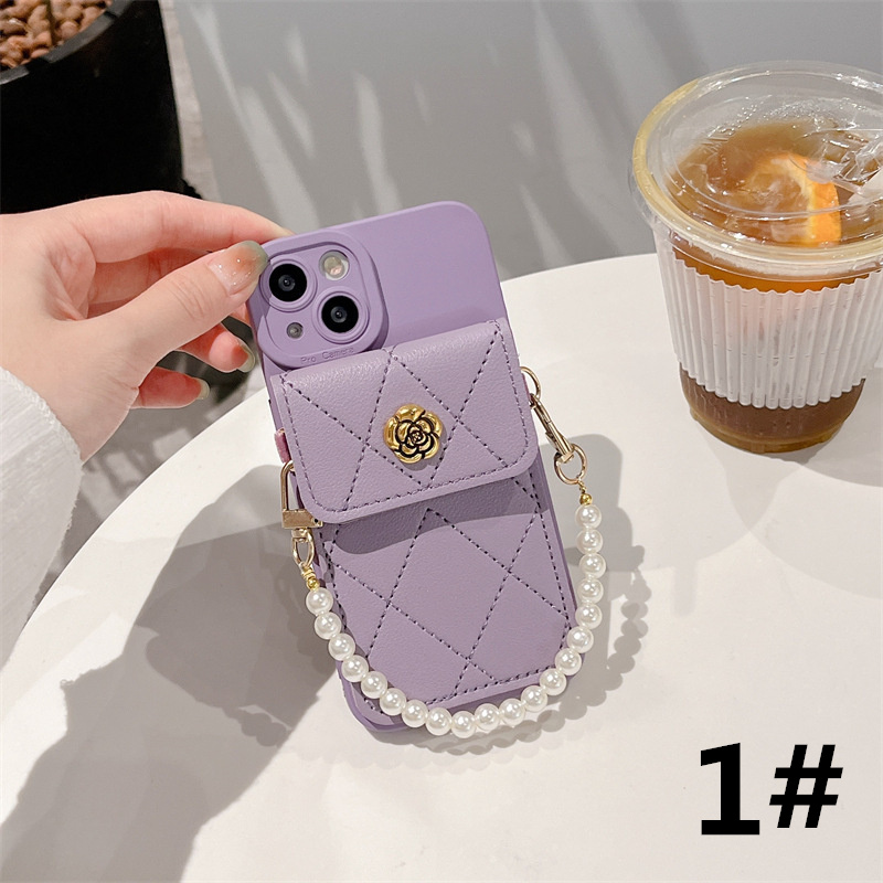 手帳型スマホケース 落下防止チェーン カード入れ付き