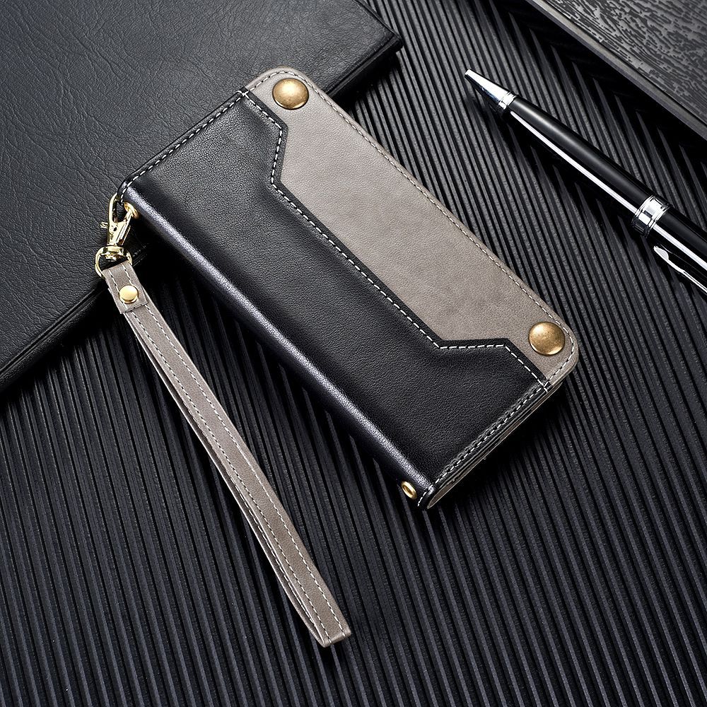 手帳型スマホケース 本革風カード収納付きiPhoneケース