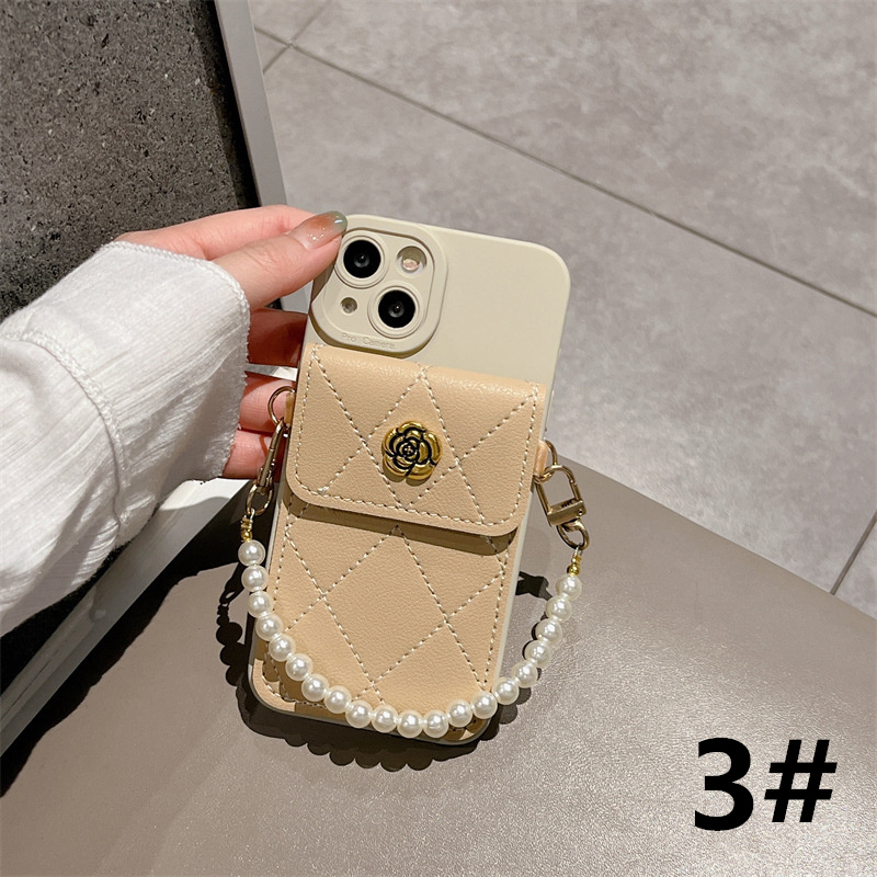 手帳型スマホケース 落下防止チェーン カード入れ付き