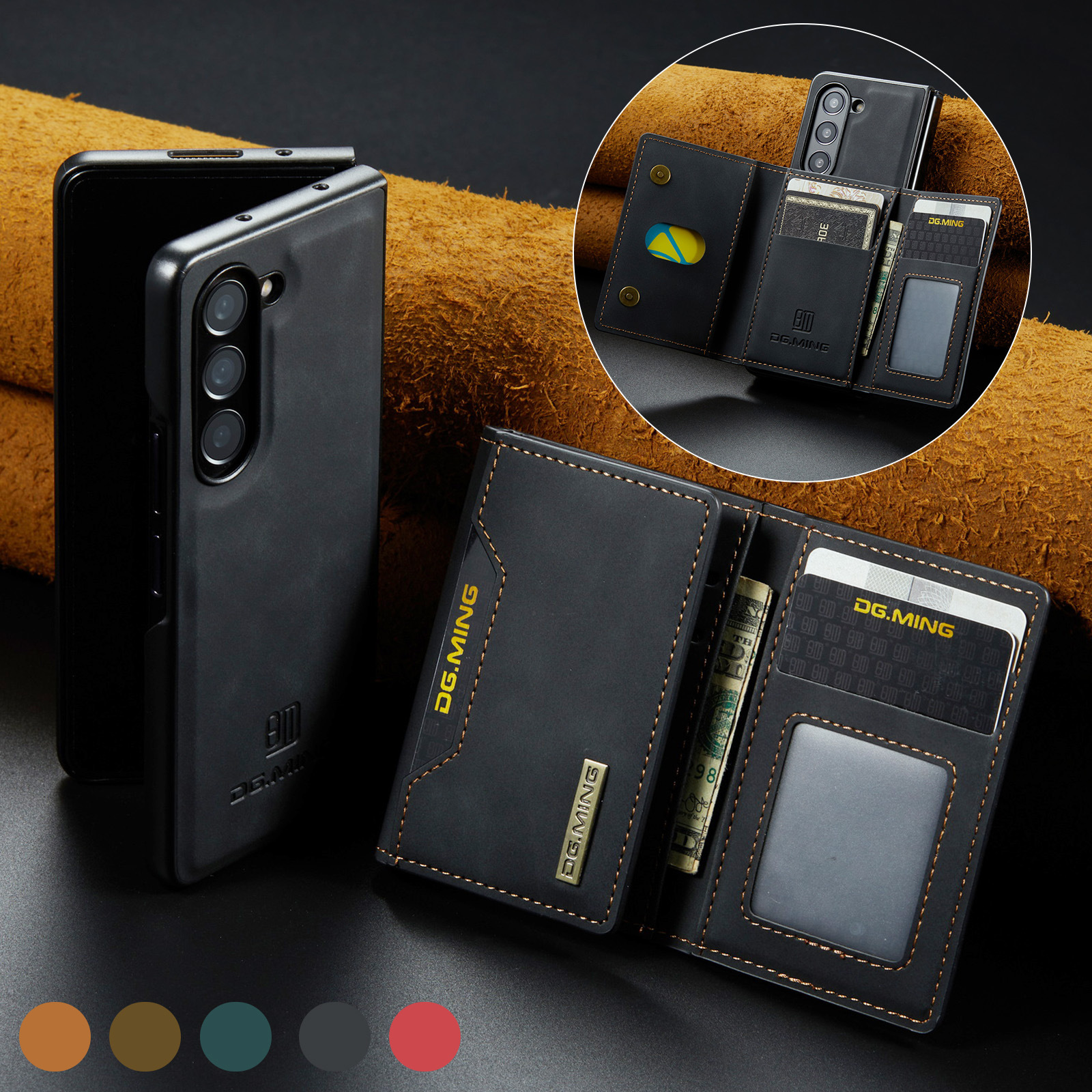 手帳型スマホケース 分離式財布一体型レザー手帳型スマホケース