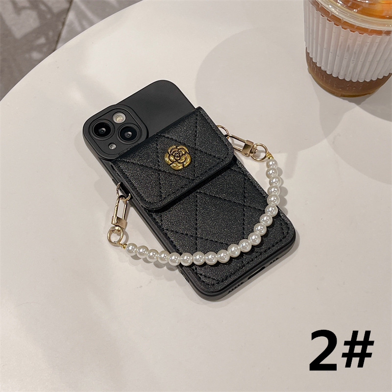 手帳型スマホケース 落下防止チェーン カード入れ付き