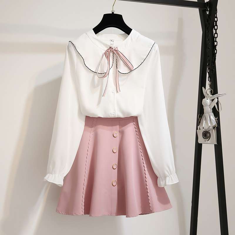 量産型/参戦服/推し活 セーラー風チュニックとミニ丈スカートのセットアップ
