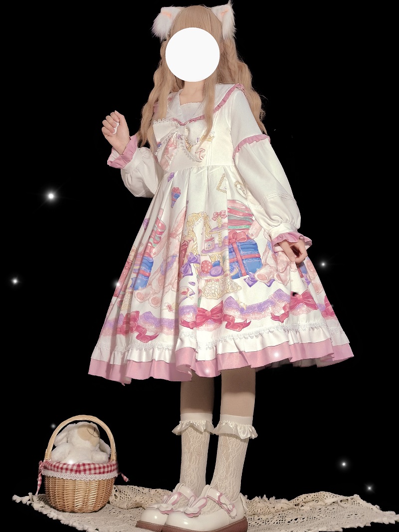 量産型/参戦服/推し活 スイート長袖ワンピースロリータ ロリータファッション