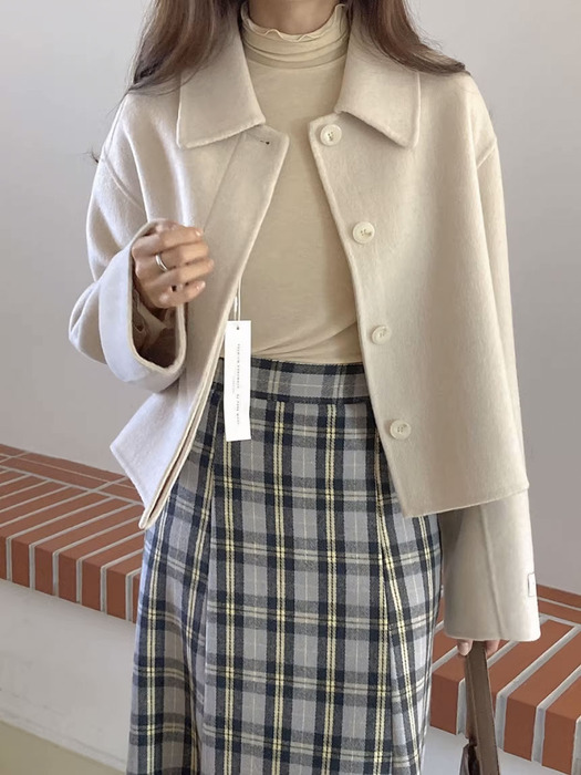 量産型/参戦服/推し活 シンプルで合わせやすい！ウールショートコート
