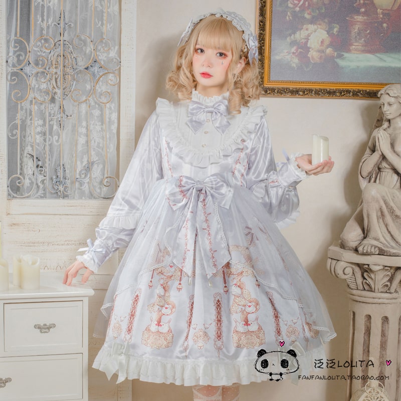 量産型/参戦服/推し活 レトロプリンセスドレス ヘアバンド付き ロリータファッション