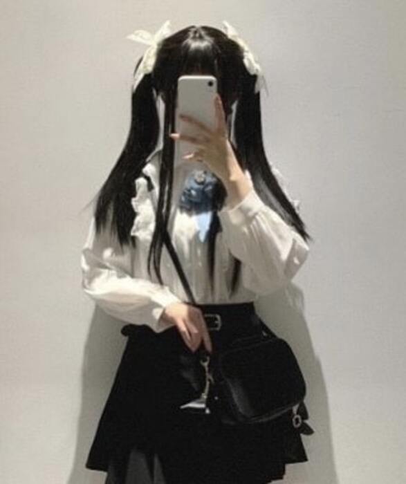 量産型/参戦服/推し活 リボンが特徴的！肩の透け感がかわいいブラウス