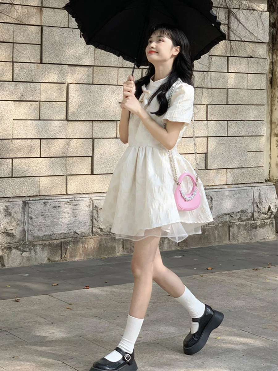 量産型/参戦服/推し活 ホワイトフリルワンピース