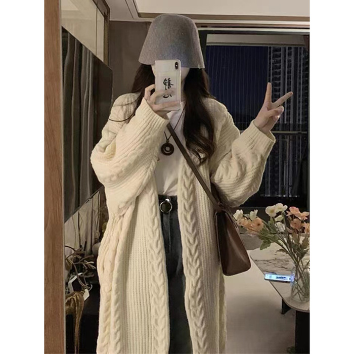 量産型/参戦服/推し活 ケーブルニットロングコート