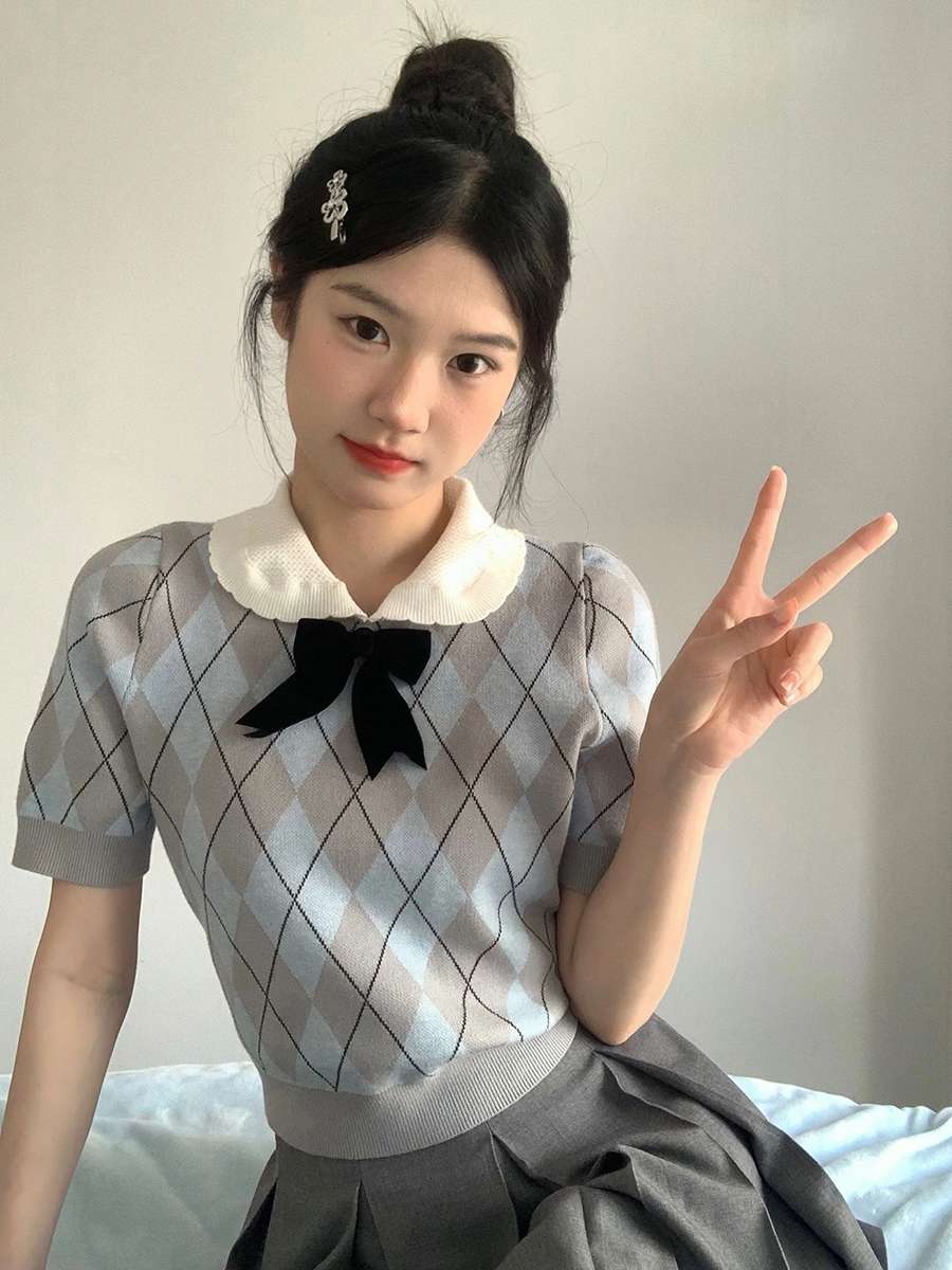 量産型/参戦服/推し活 プレッピーな半袖ニット