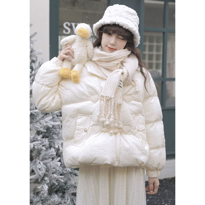 量産型/参戦服/推し活 さりげないハートモチーフが可愛いダウンコート