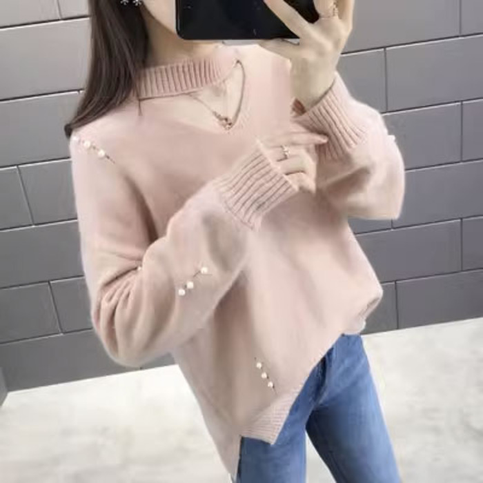 量産型/参戦服/推し活 パールモチーフが上品なニット