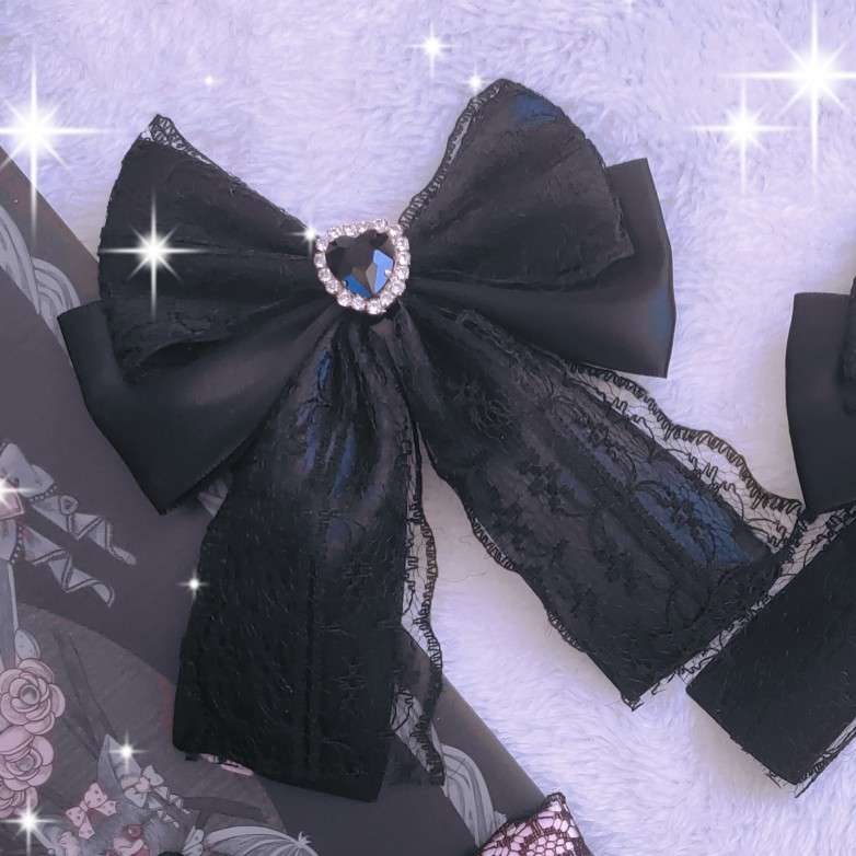 量産型/参戦服/推し活 ブラックハートレースリボン