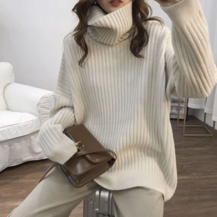 量産型/参戦服/推し活 ゆるっとシルエットが可愛い大きめタートルネックニット