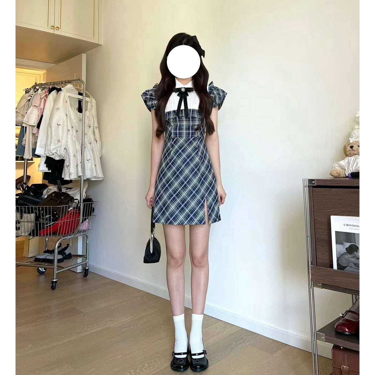 量産型/参戦服/推し活 チェック柄のタイトワンピース