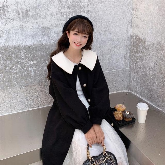 量産型/参戦服/推し活 アウター　ウールのミドル丈コート
