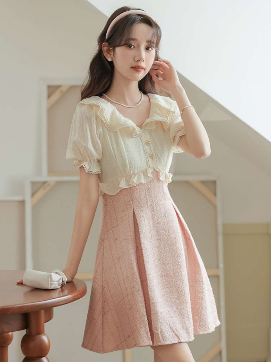 量産型/参戦服/推し活 ハイウエストフリルワンピース