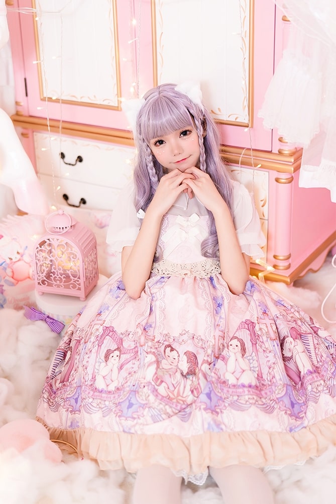 量産型/参戦服/推し活 エンジェルロリータドレス ロリータファッション
