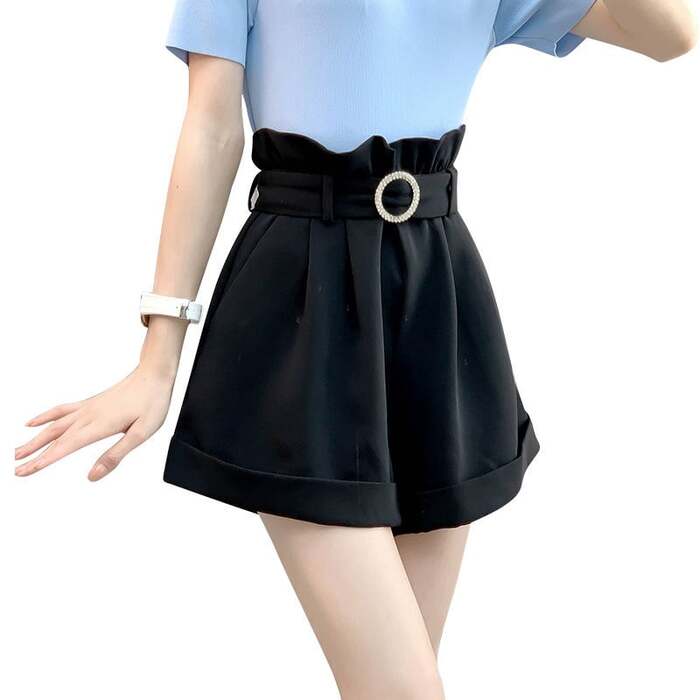 量産型/参戦服/推し活 ズボン　Aラインワイドショートパンツ