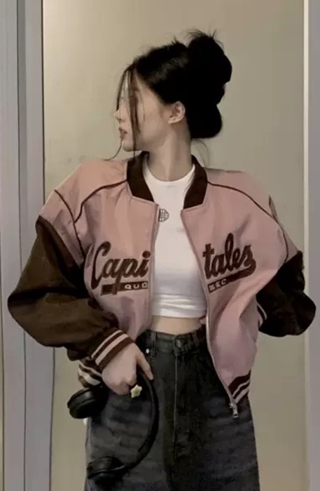 量産型/参戦服/推し活 アメリカンレトロピンクアウター♡女子に大人気! アウター