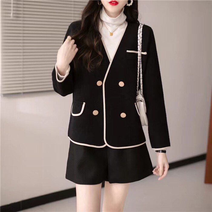 量産型/参戦服/推し活 ノーカラーパイピングコート