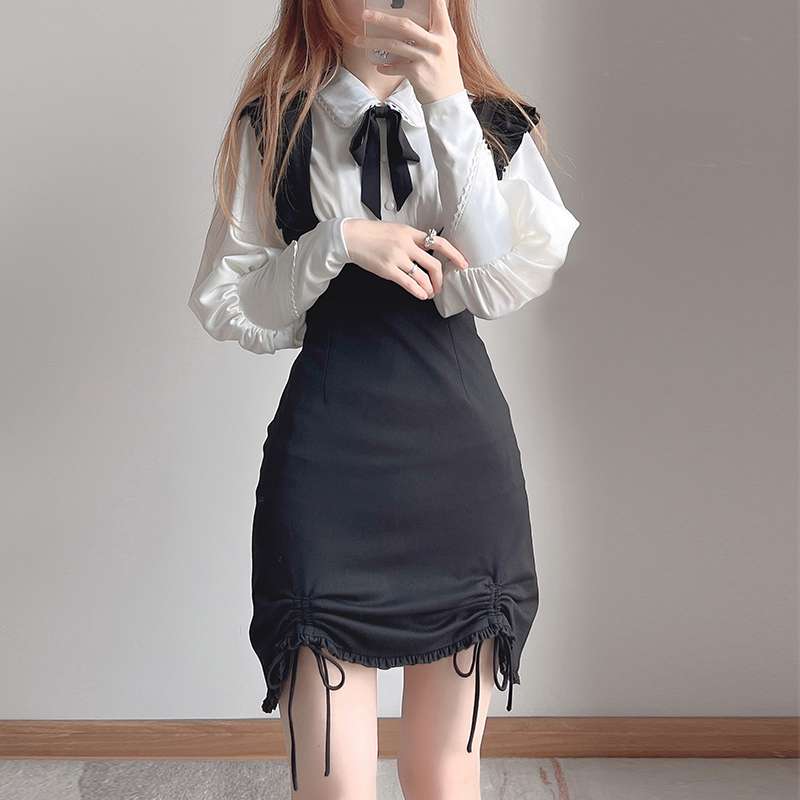 量産型/参戦服/推し活 シンプルブラックネクタイリボン