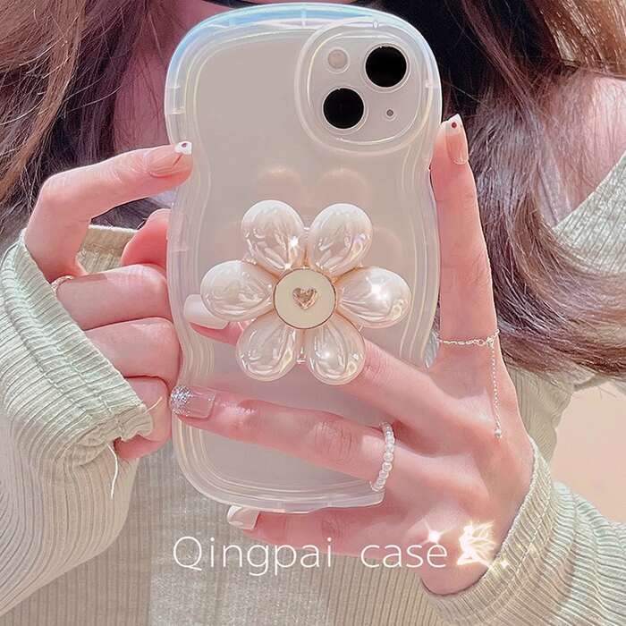 量産型/参戦服/推し活 花形スマホグリップが可愛いスマホケース