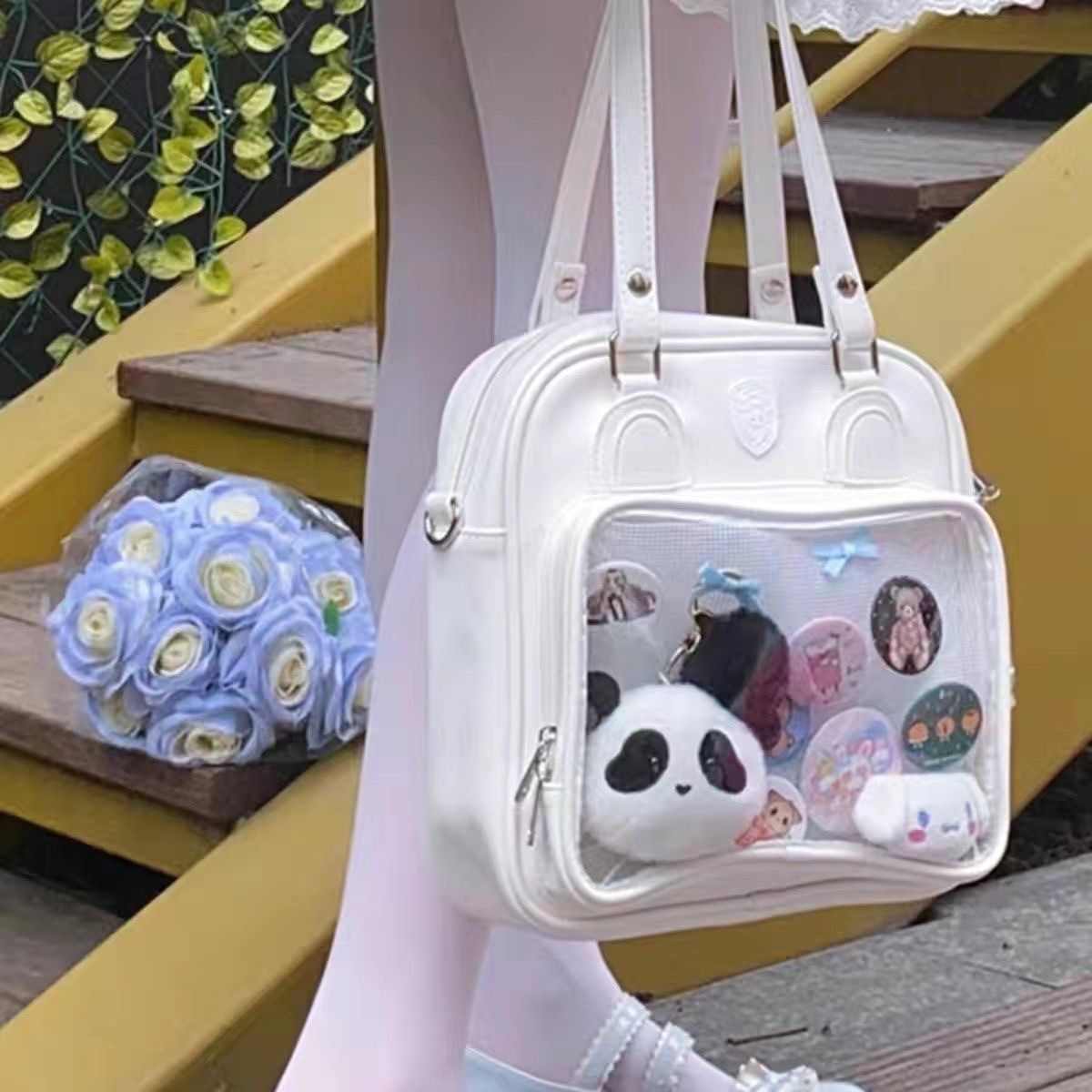 耳付きデザインの透明ポケット痛バッグショルダーバッグ