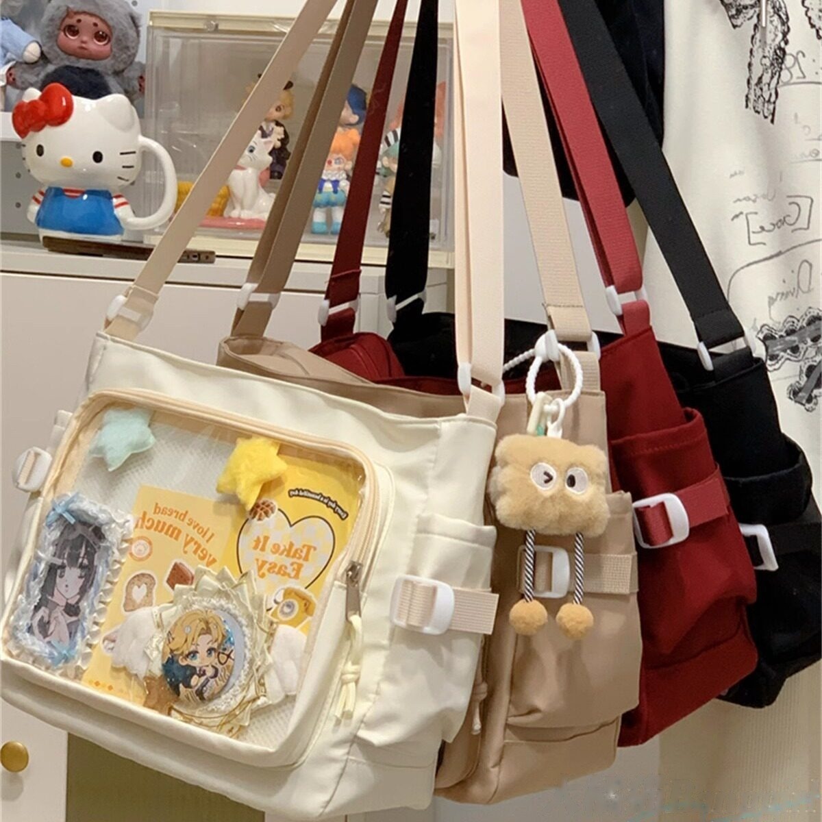 推し活に便利な透明窓付き痛バッグ斜めがけショルダーバッグ