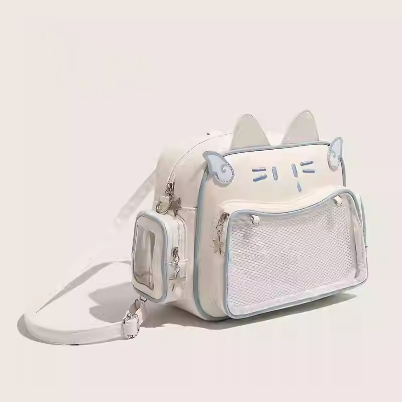 推し活グッズ ねこ顔メッシュポケットリュック