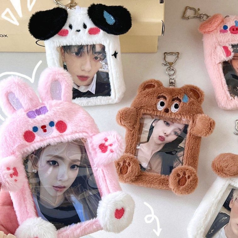 推し活グッズ もふもふ動物刺繍透明窓付きプロマイドケース