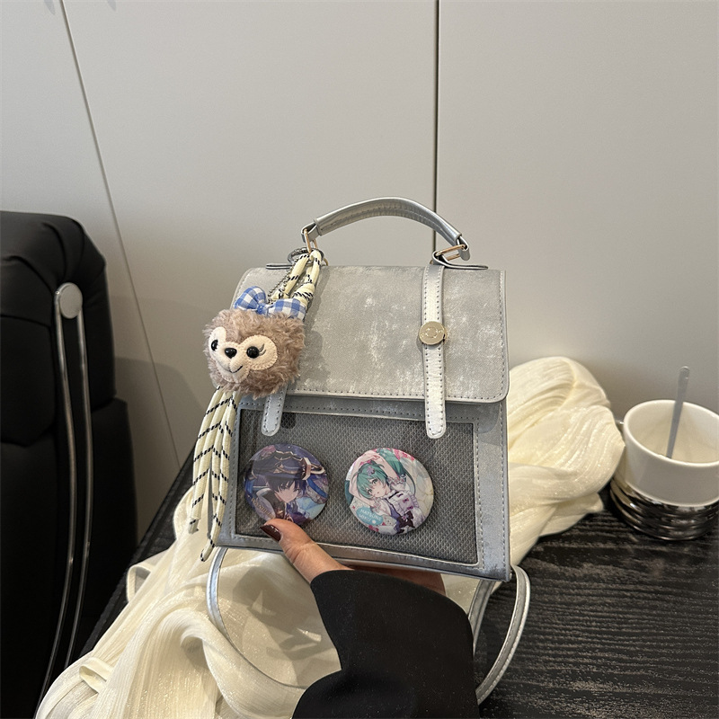 推し活グッズ ぬいぐるみチャーム付き透明ポケットバッグ