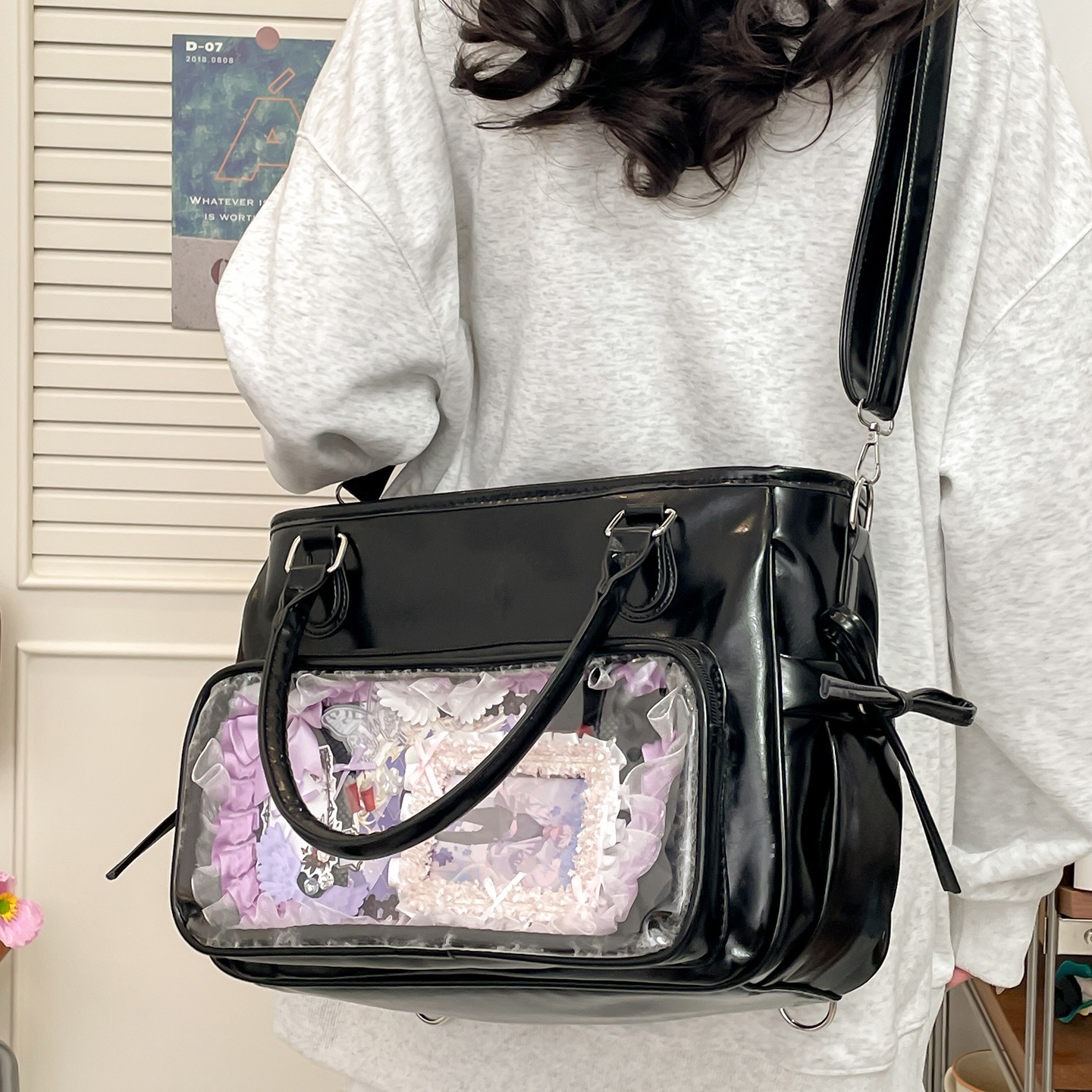 推し活グッズ 透明ポケット付き推し活フレンドバッグ