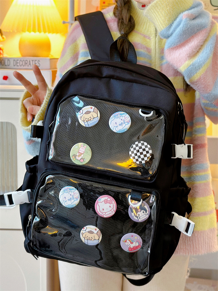 推し活グッズ メッシュポケット缶バッジ飾りリュック