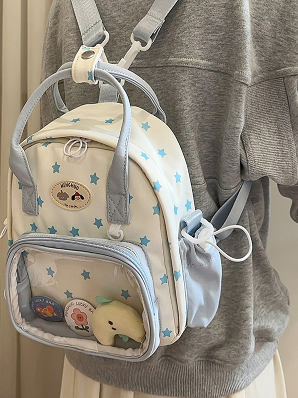 推し活グッズ 透明ポケット付き推しぬいぐるみ収納リュック