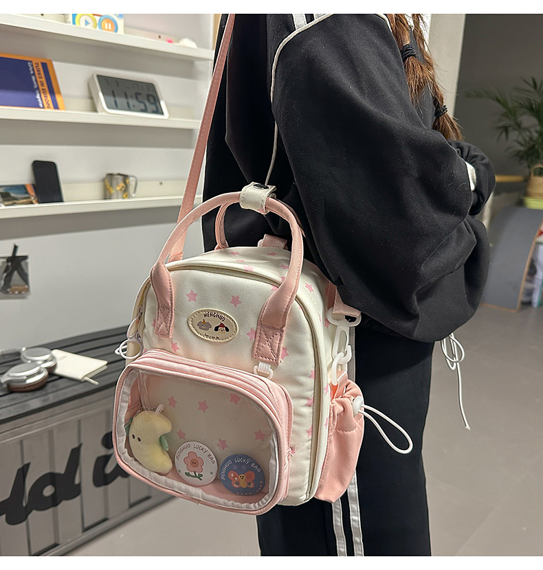 推し活グッズ 透明ポケット付き推しぬいぐるみ収納リュック