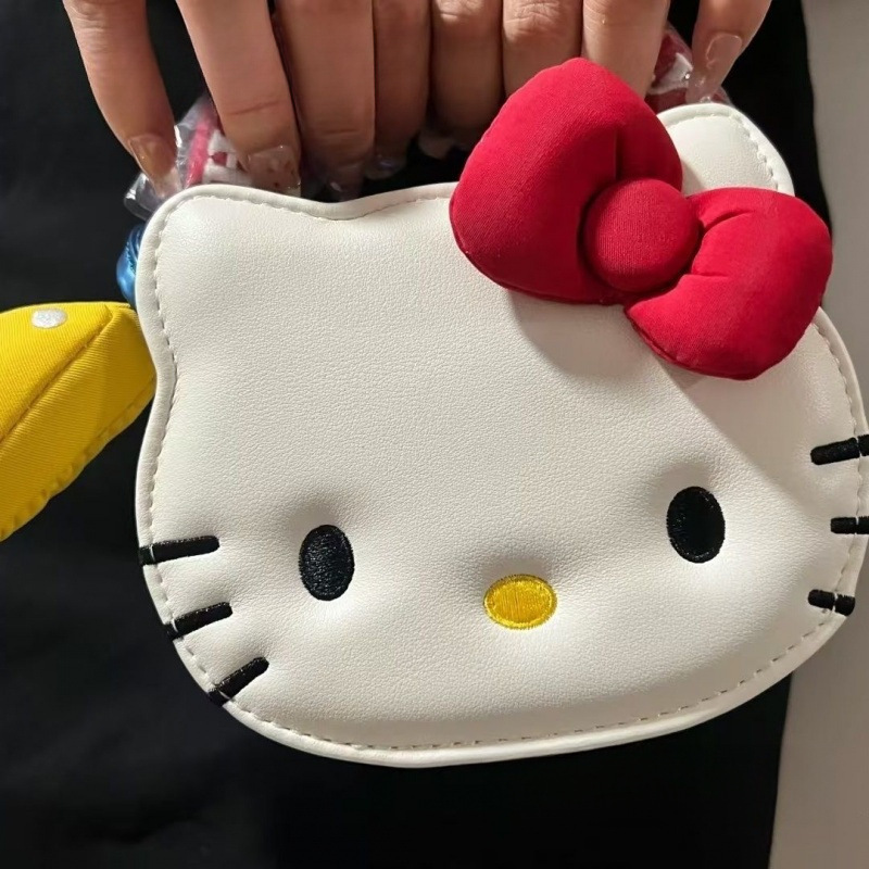 推し活グッズ リボン付き猫顔ミニトートバッグ