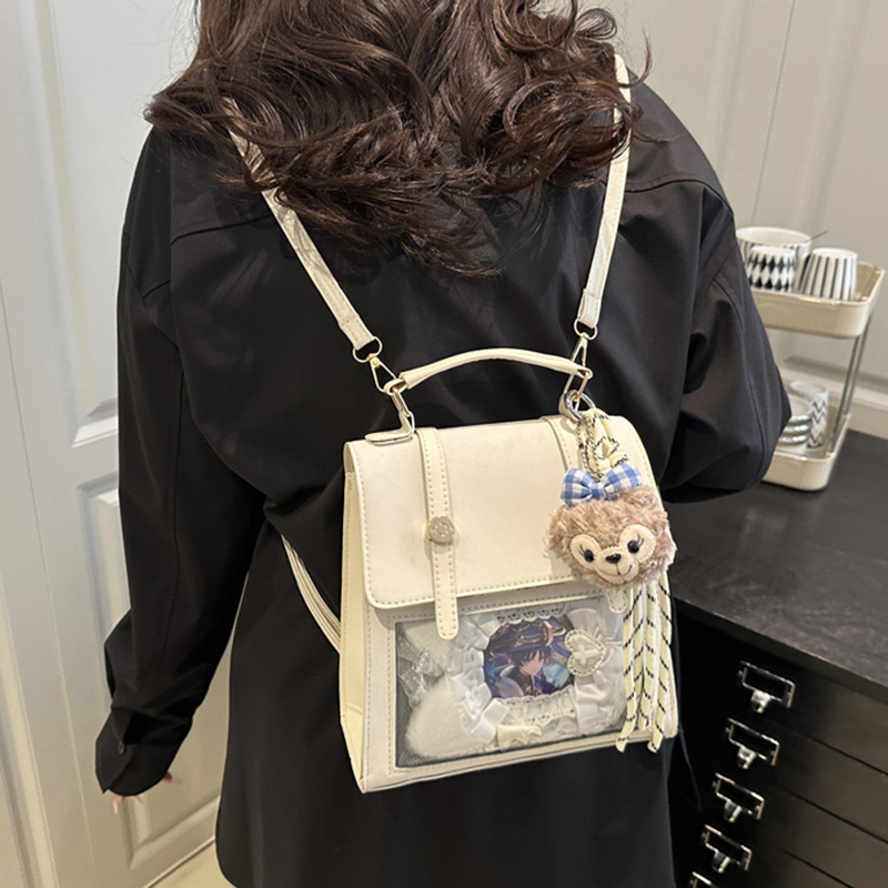 推し活グッズ ぬいぐるみチャーム付き透明ポケットバッグ