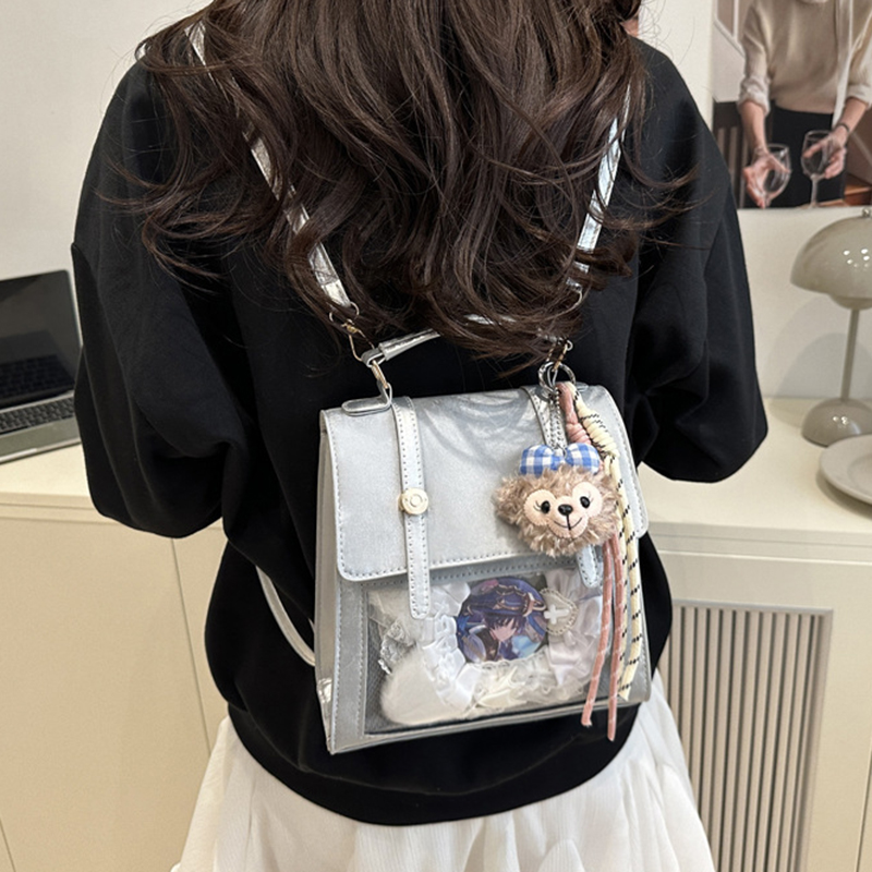 推し活グッズ ぬいぐるみチャーム付き透明ポケットバッグ
