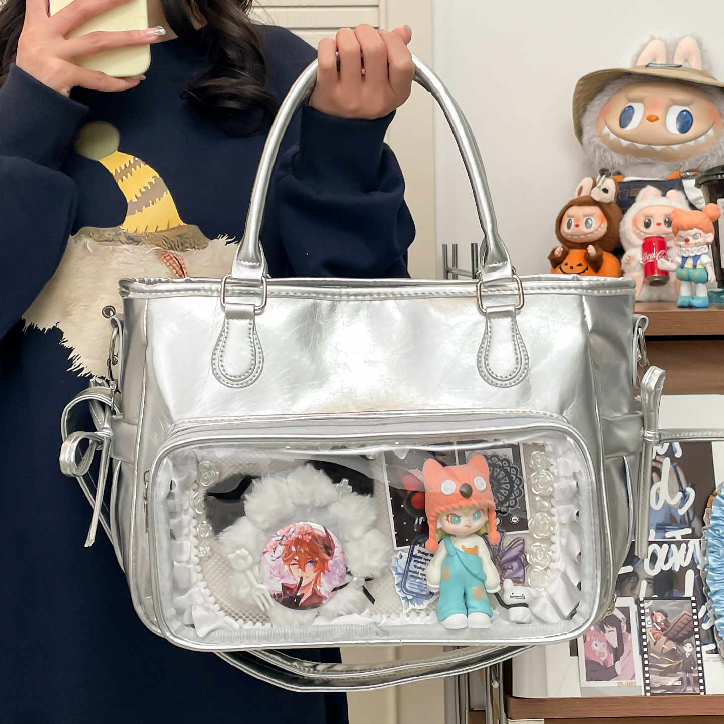 推し活グッズ 透明ポケット付き推し活フレンドバッグ