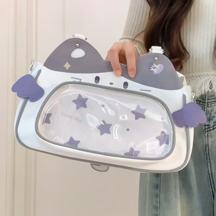 推し活グッズ 星空ネコちゃん透明窓トートバッグ