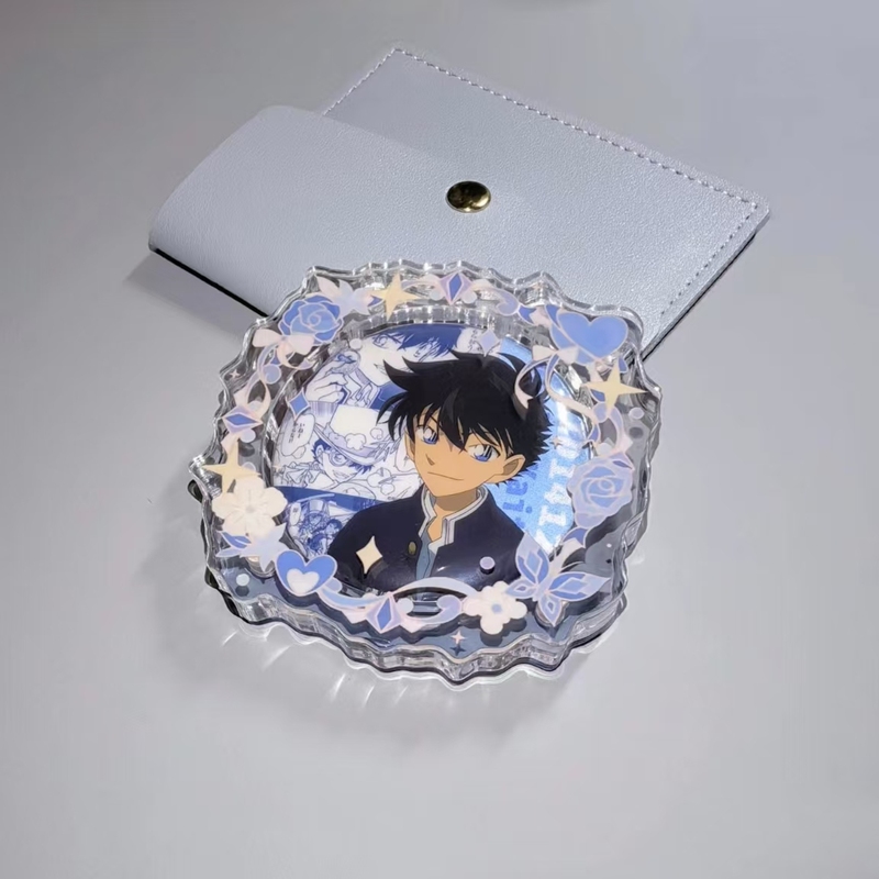 推し活グッズ 花飾り風アニメキャラ透明トレカケース