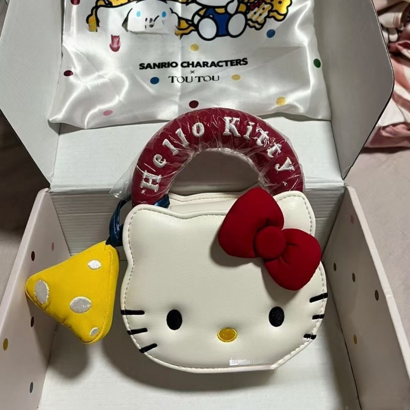 推し活グッズ リボン付き猫顔ミニトートバッグ