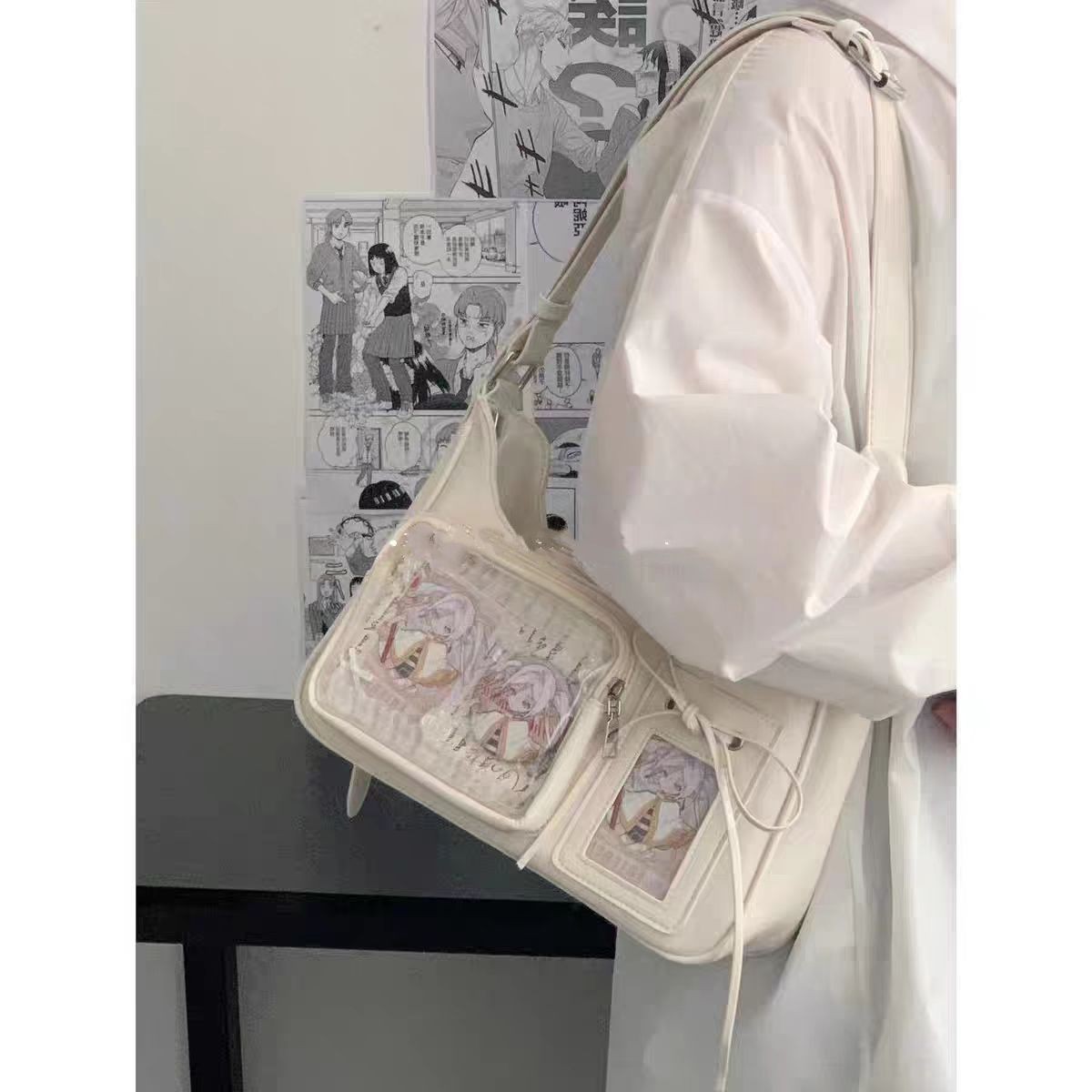推し活グッズ 推し活透明ポケット付きショルダーバッグ